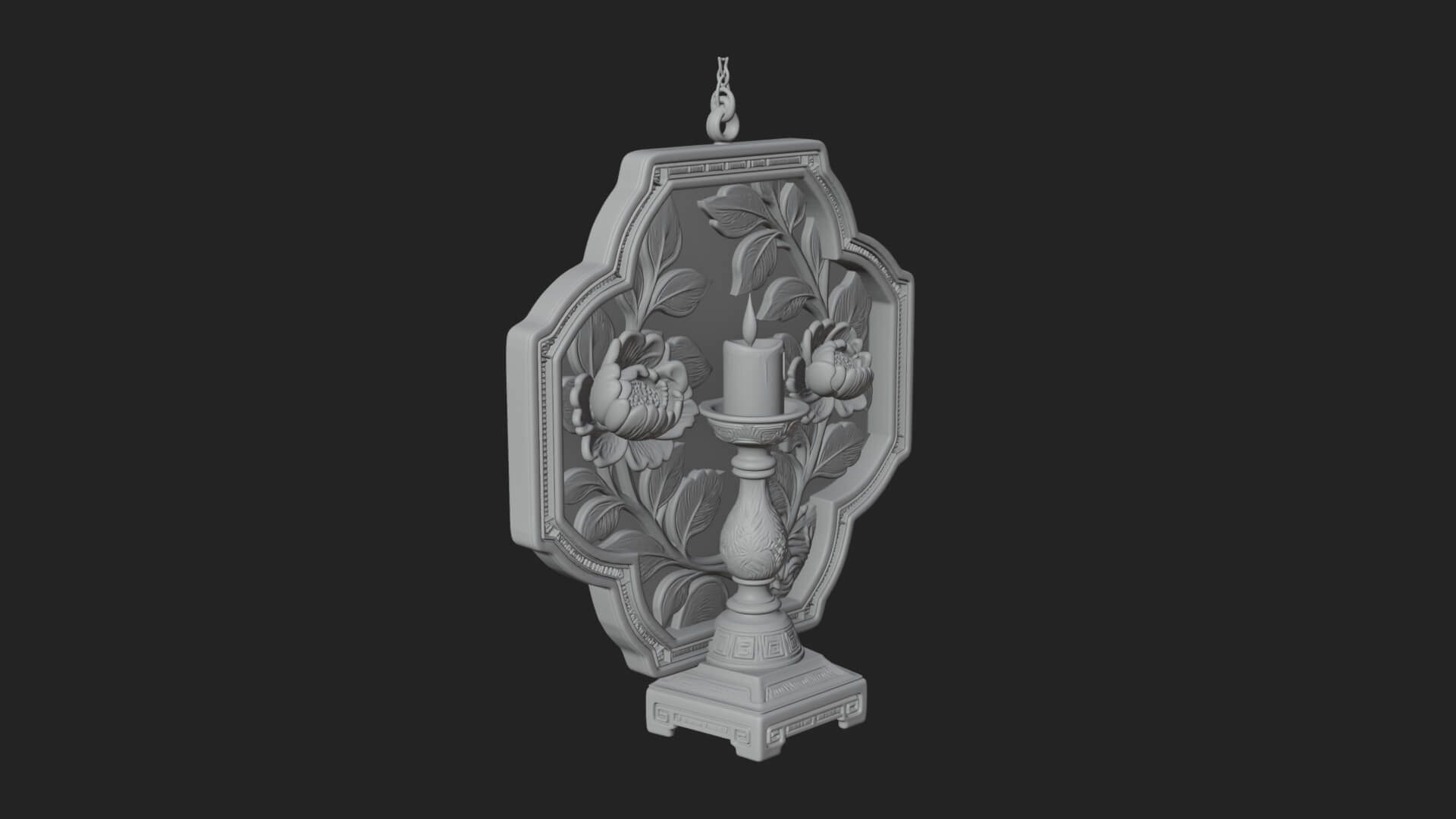 Floral Candle Wall Plaque Design 4 3D Print Model 3D Model