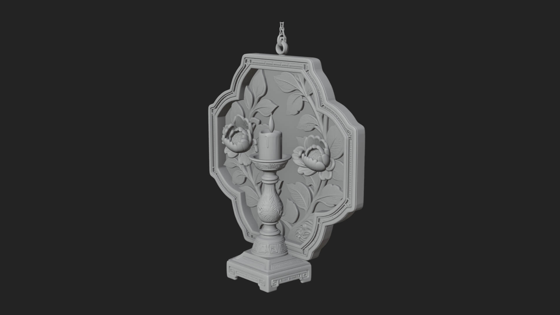 Floral Candle Wall Plaque Design 4 3D Print Model 3D Model
