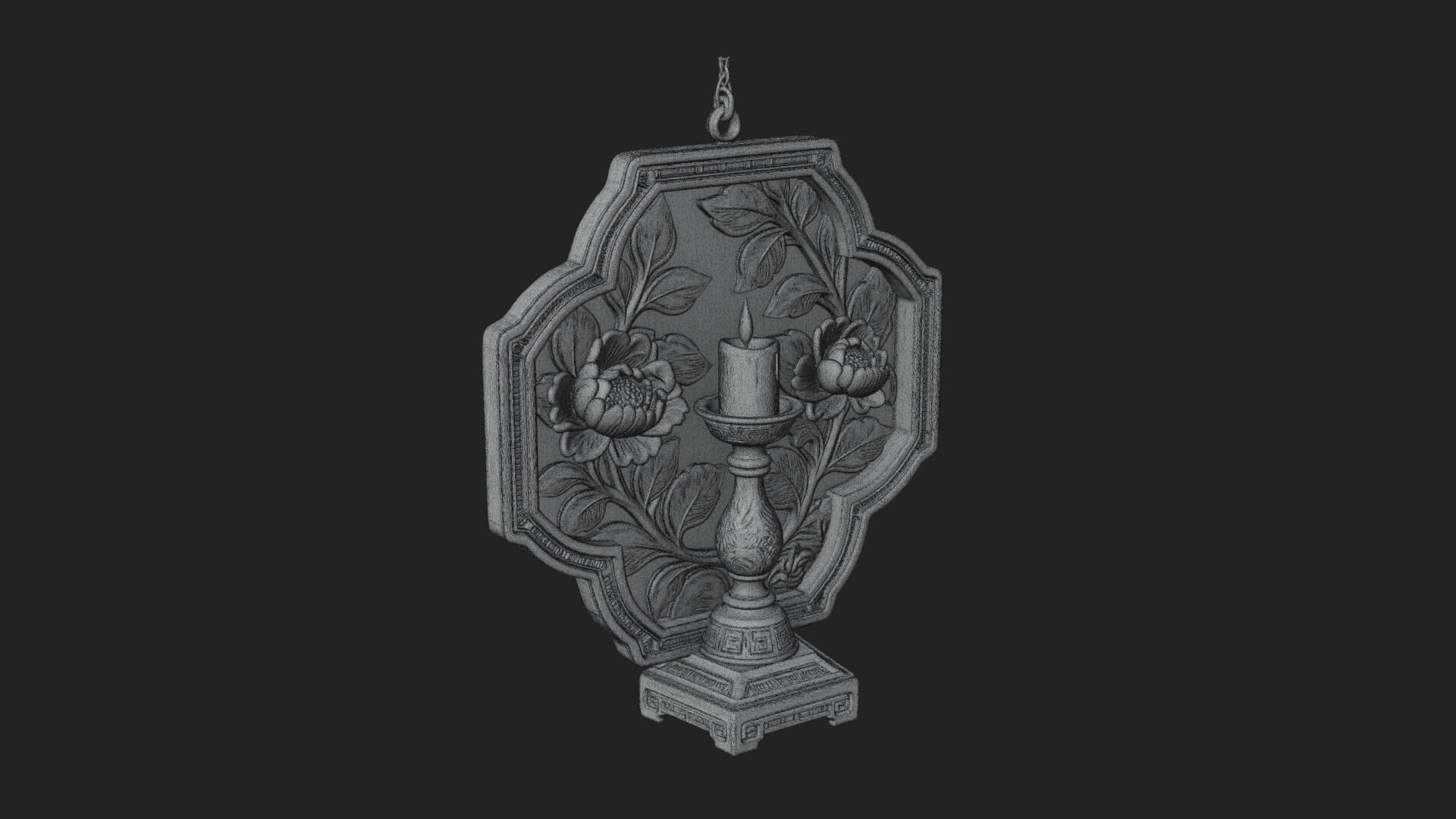 Floral Candle Wall Plaque Design 4 3D Print Model 3D Model
