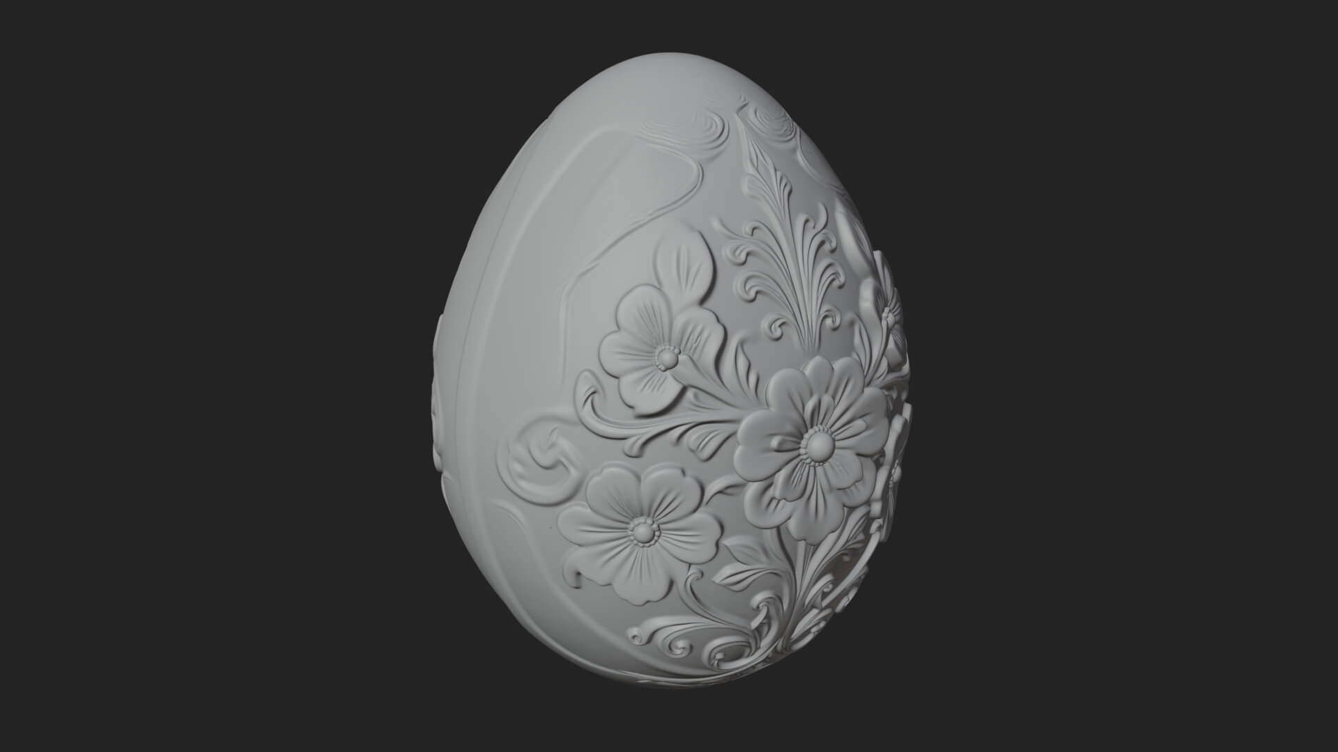 Floral Carved Easter Egg Ornament Design 1 3d Print Model 3D Model