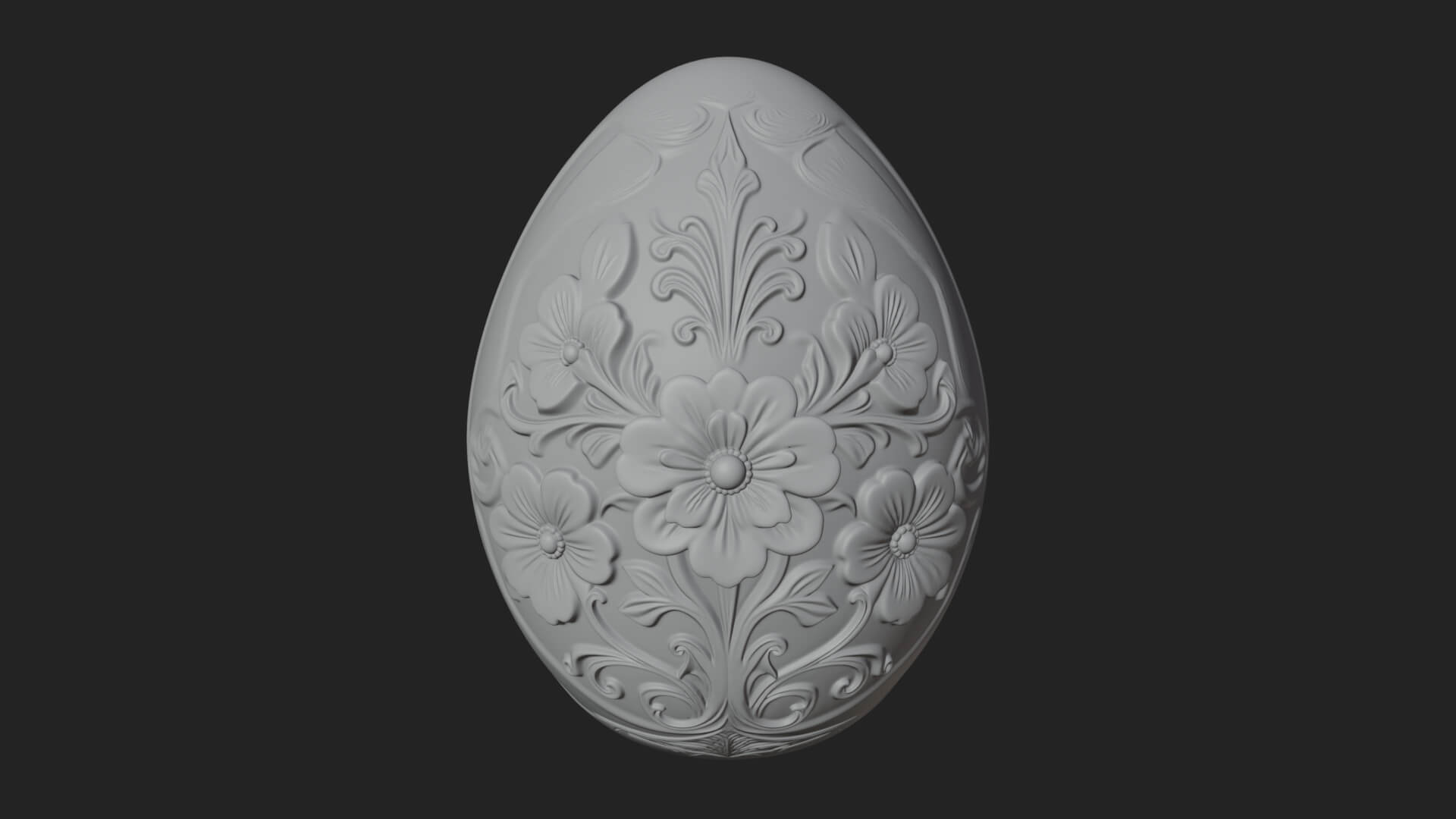 Floral Carved Easter Egg Ornament Design 1 3d Print Model 3D Model