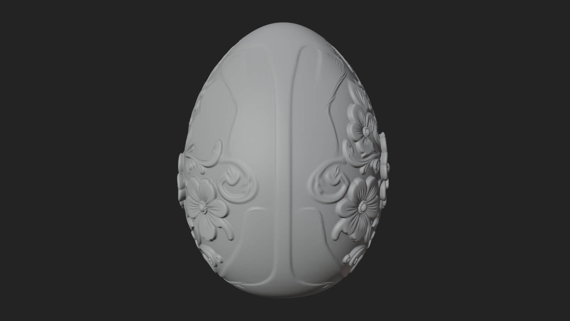 Floral Carved Easter Egg Ornament Design 1 3d Print Model 3D Model