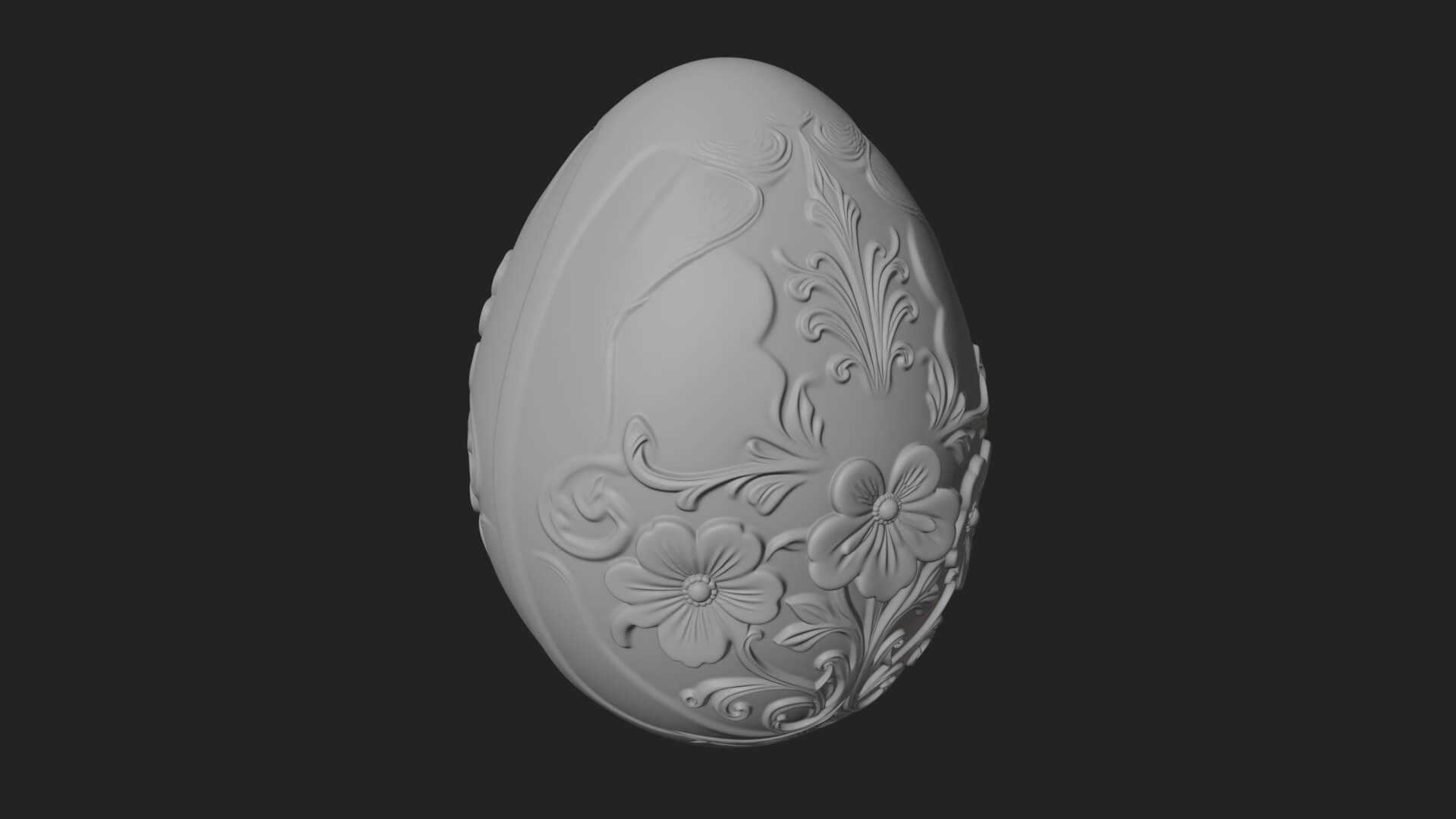 Floral Carved Easter Egg Ornament Design 1 3d Print Model 3D Model