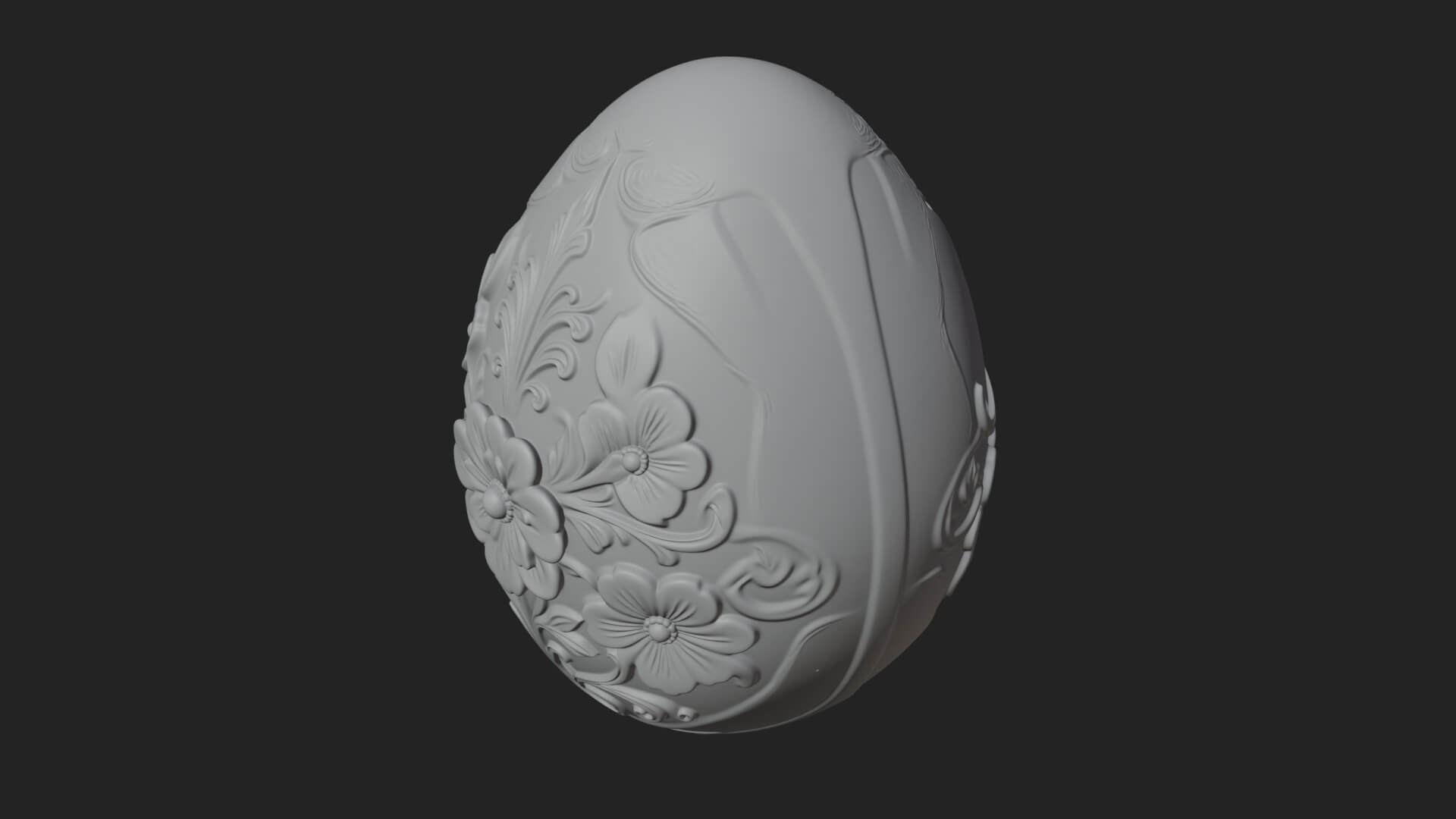 Floral Carved Easter Egg Ornament Design 1 3d Print Model 3D Model