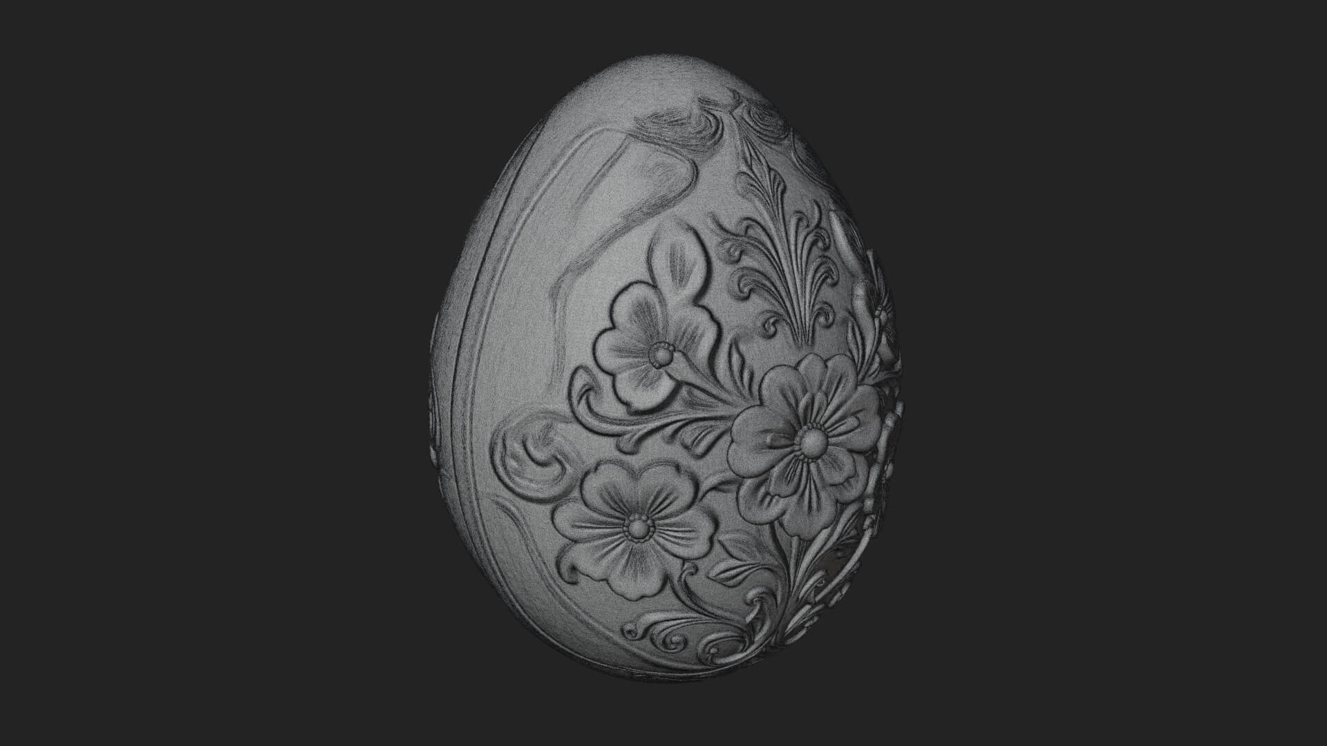 Floral Carved Easter Egg Ornament Design 1 3d Print Model 3D Model