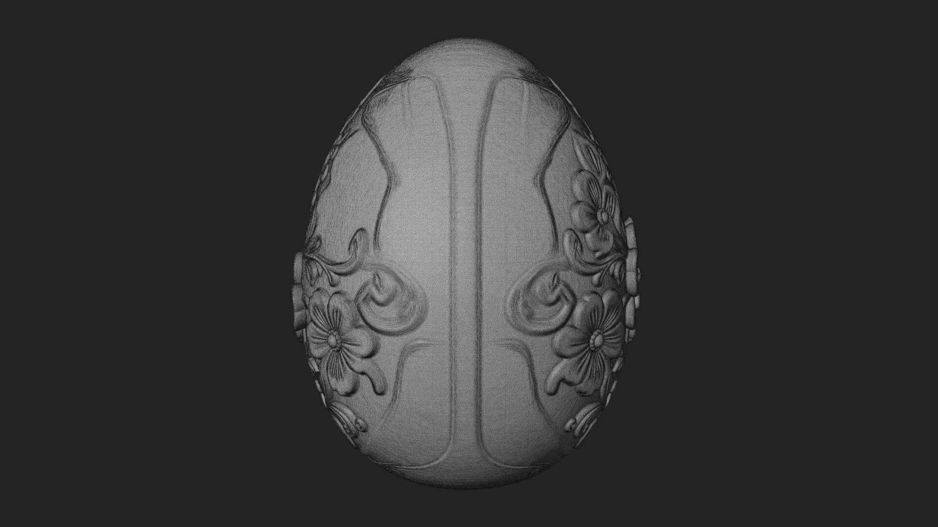 Floral Carved Easter Egg Ornament Design 1 3d Print Model 3D Model