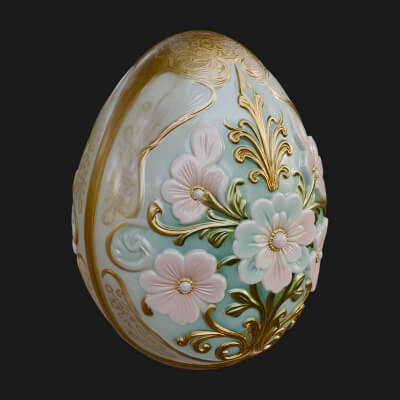 Floral Carved Easter Egg Ornament Design 1 3d Print Model