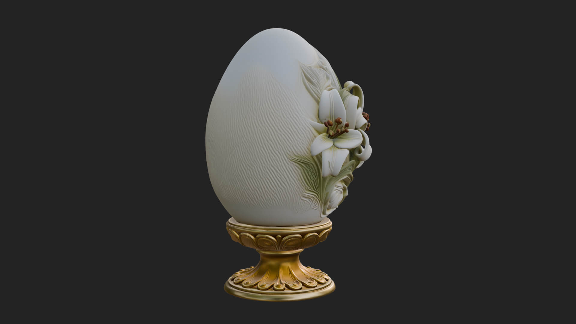 Floral Carved Easter Egg Ornament Design 2 3D Print Model 3D Model
