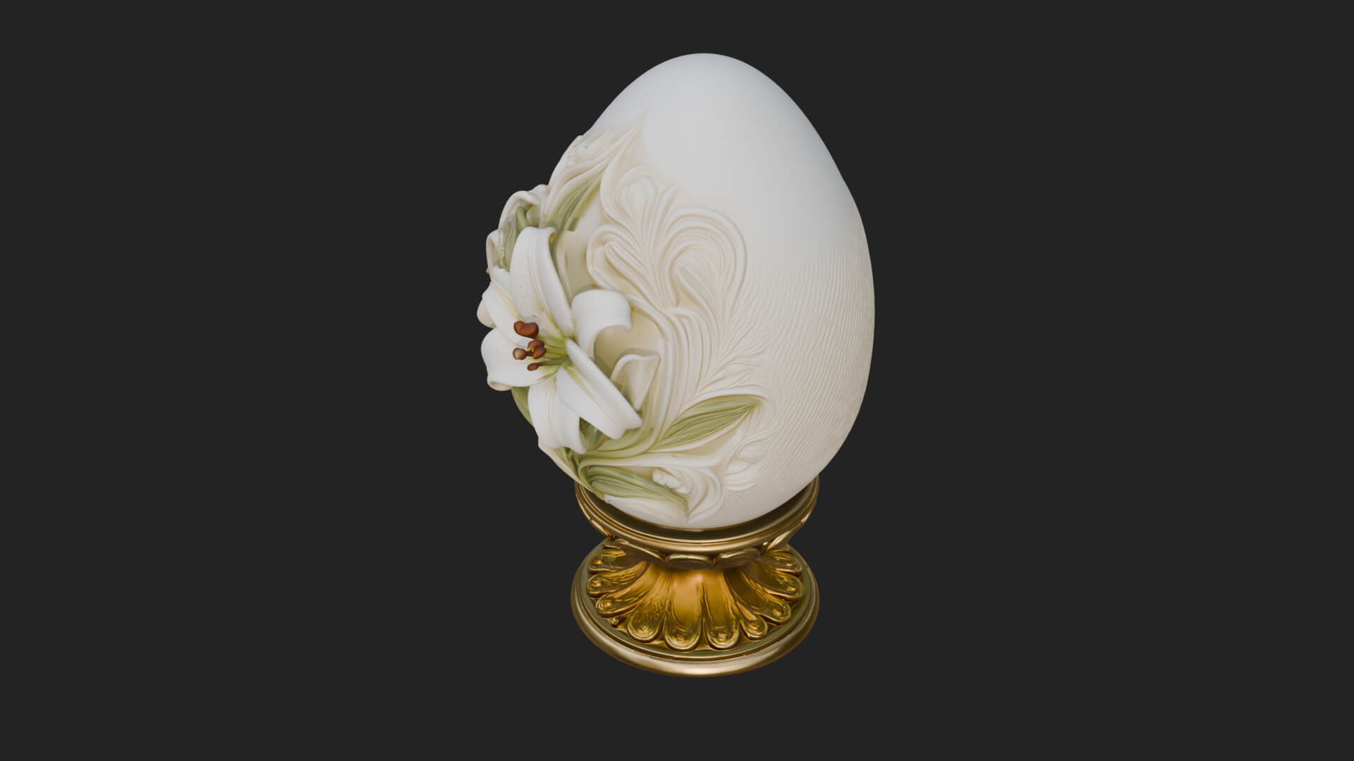 Floral Carved Easter Egg Ornament Design 2 3D Print Model 3D Model