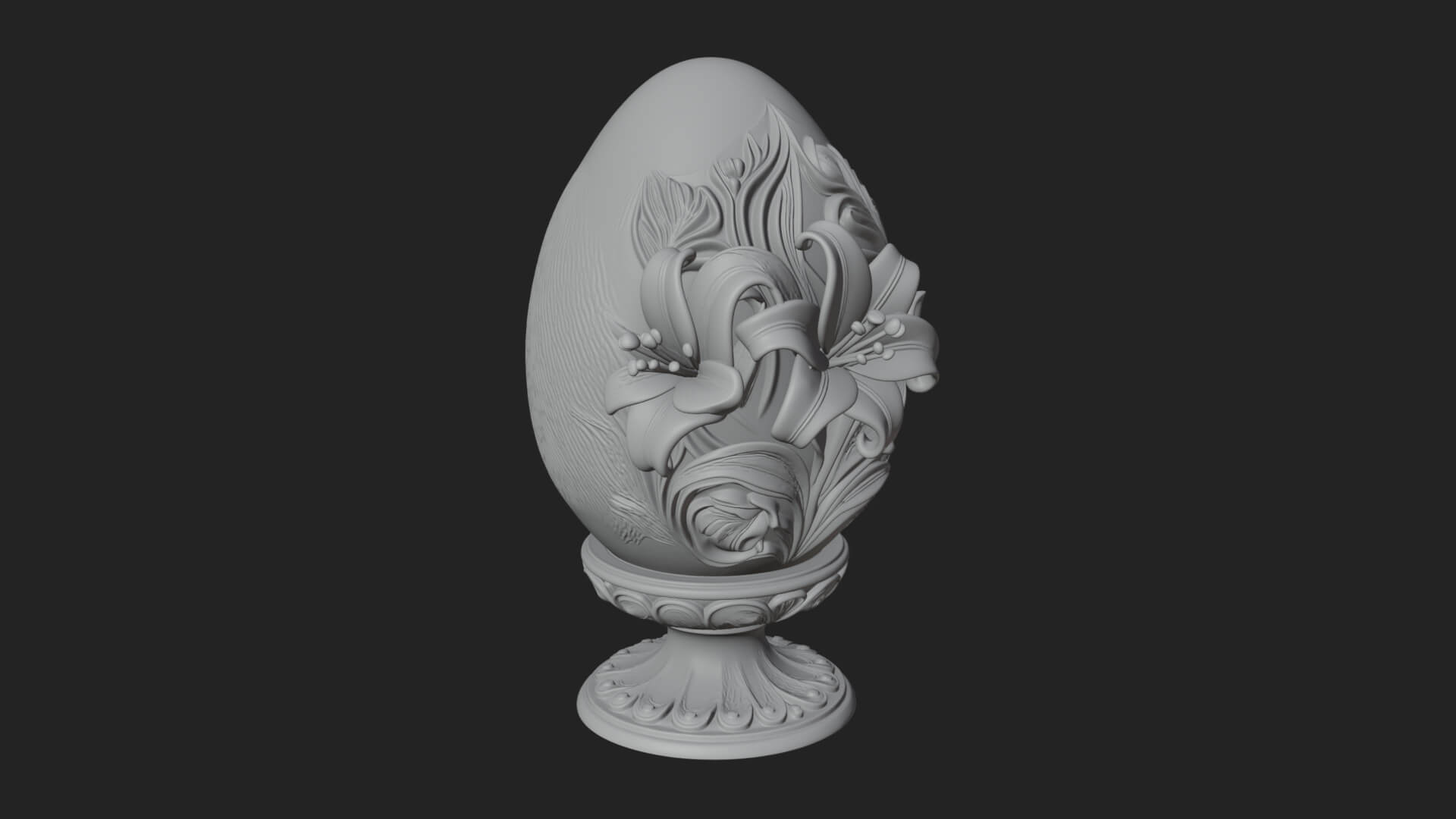 Floral Carved Easter Egg Ornament Design 2 3D Print Model 3D Model