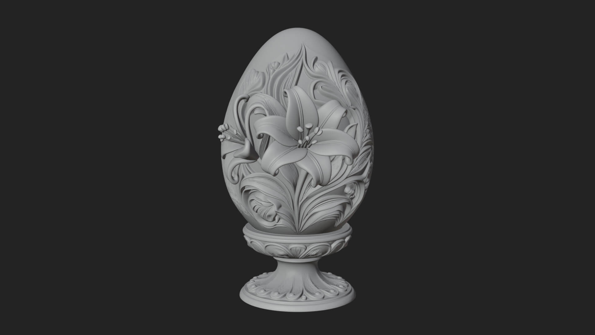 Floral Carved Easter Egg Ornament Design 2 3D Print Model 3D Model