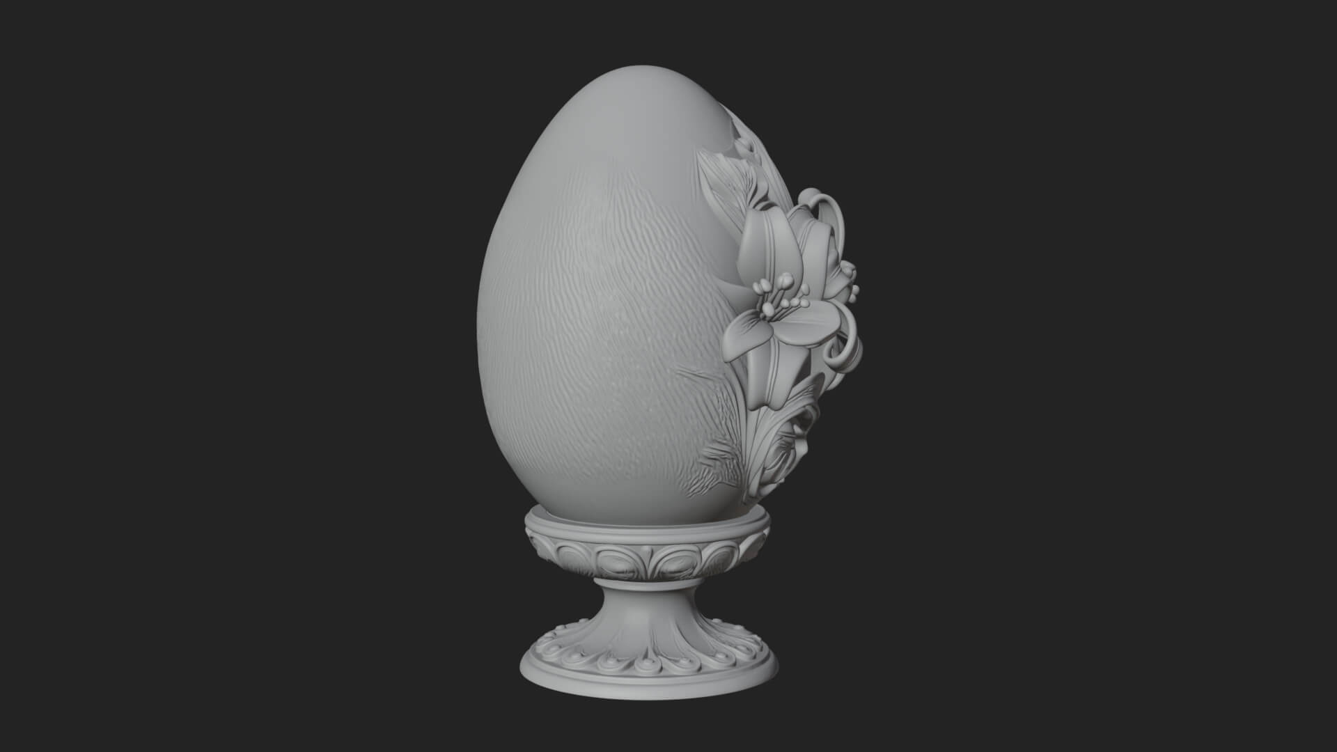 Floral Carved Easter Egg Ornament Design 2 3D Print Model 3D Model