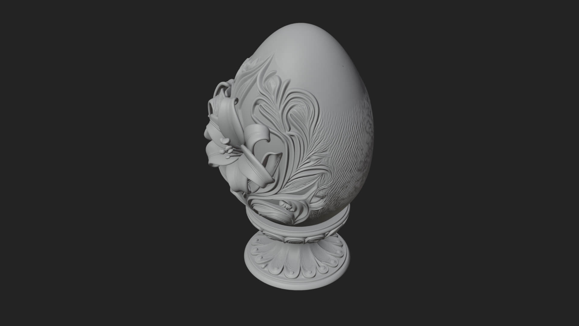 Floral Carved Easter Egg Ornament Design 2 3D Print Model 3D Model