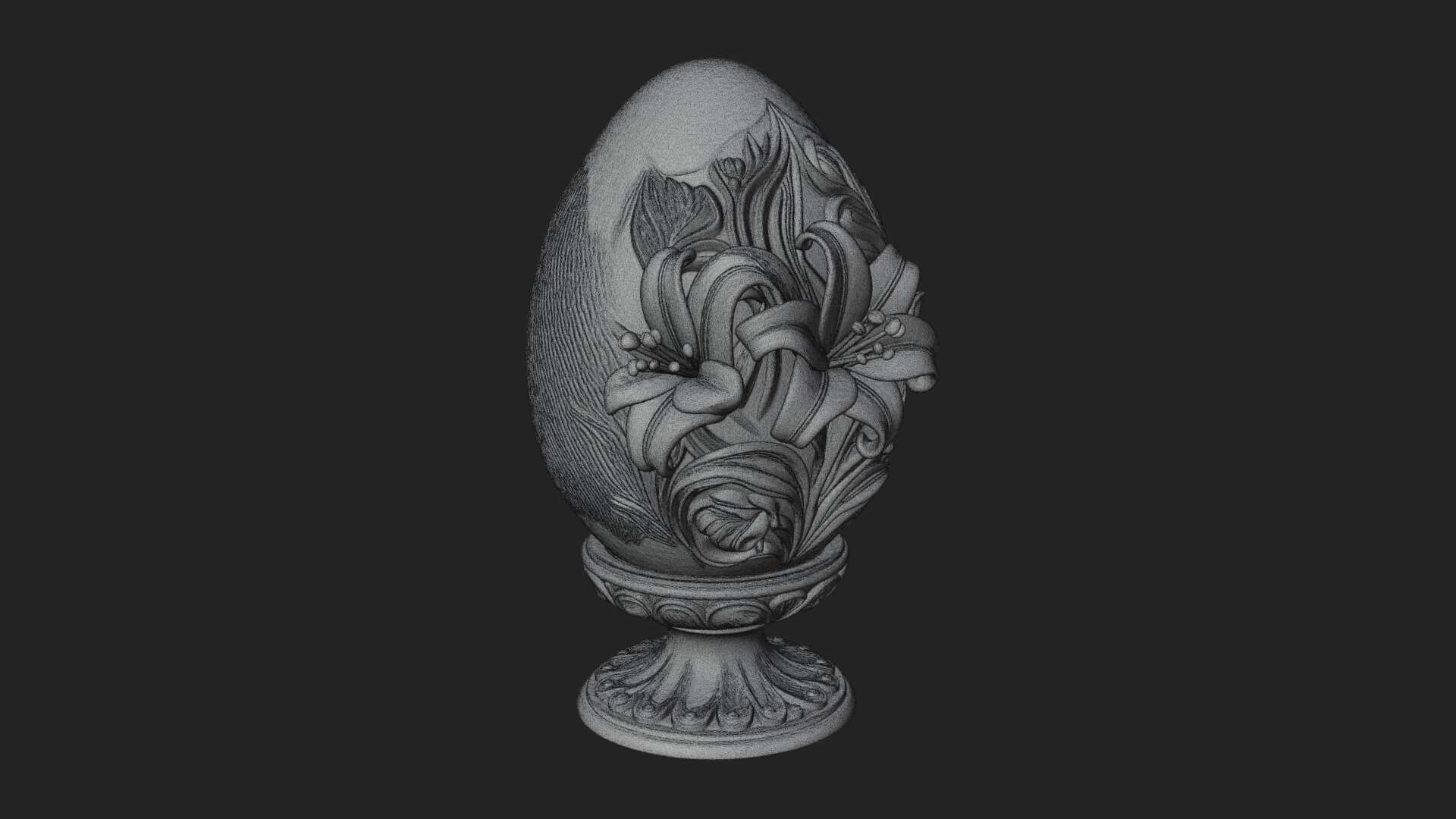 Floral Carved Easter Egg Ornament Design 2 3D Print Model 3D Model