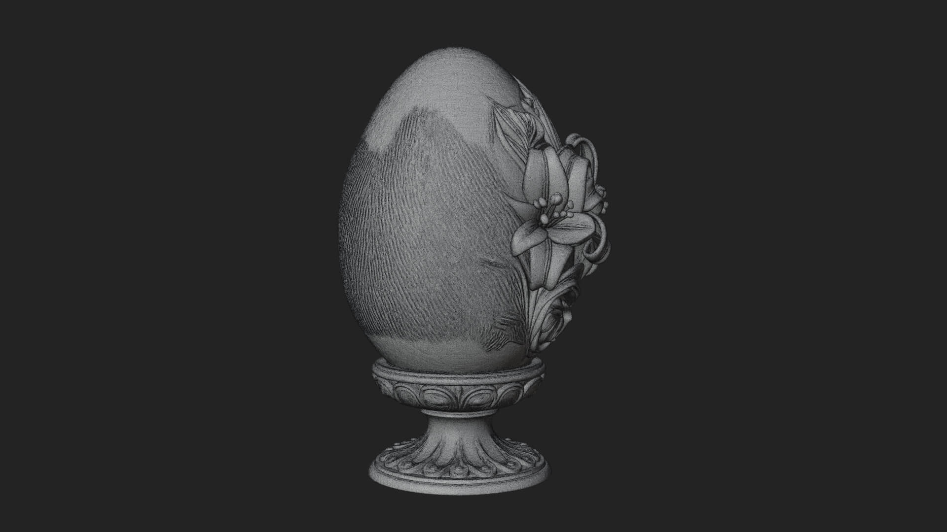 Floral Carved Easter Egg Ornament Design 2 3D Print Model 3D Model