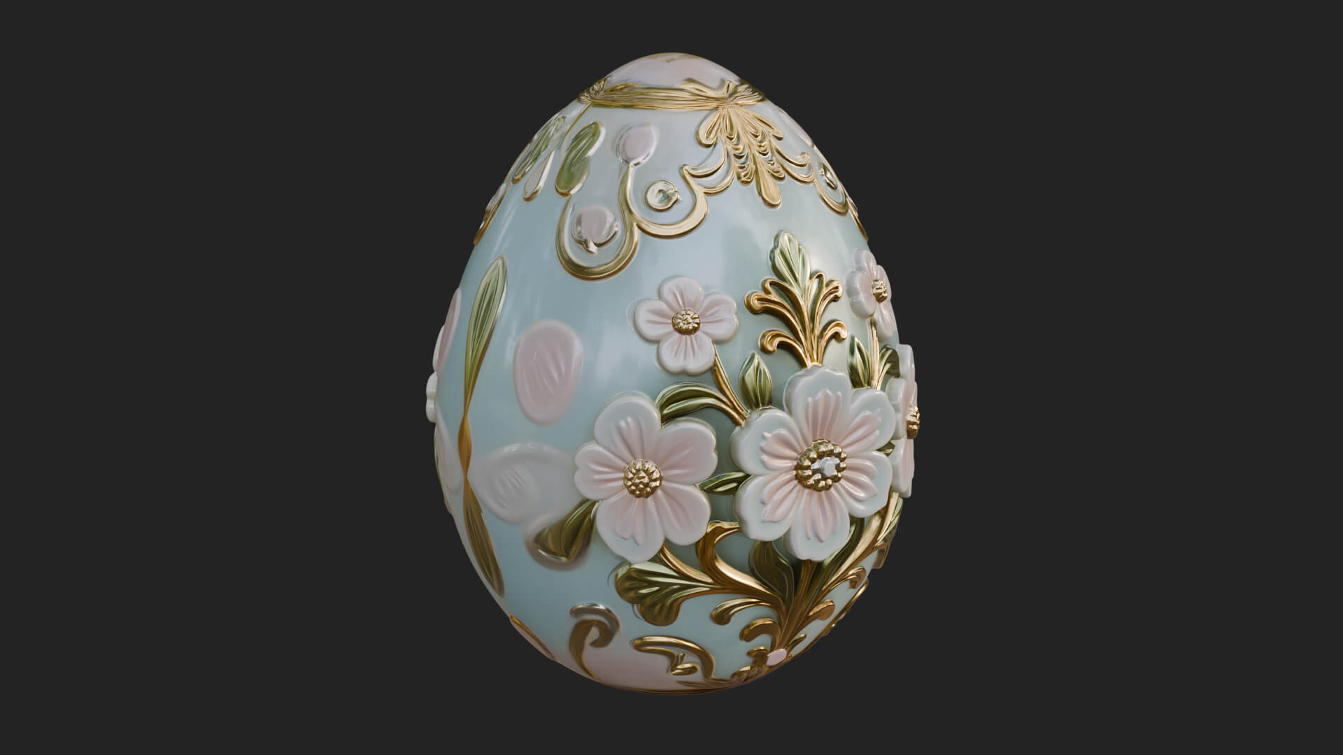 Floral Carved Easter Egg Ornament Design 3 3D Print Model 3D Model