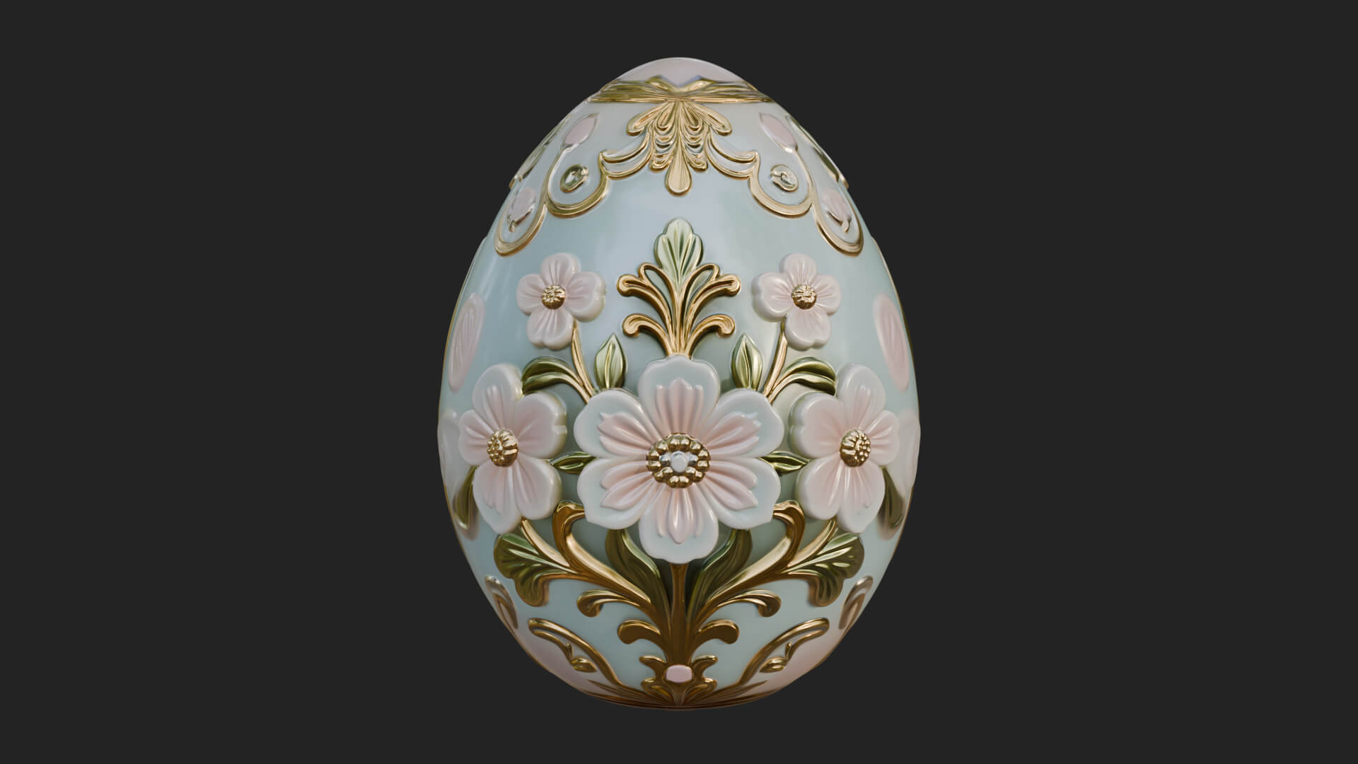 Floral Carved Easter Egg Ornament Design 3 3D Print Model 3D Model