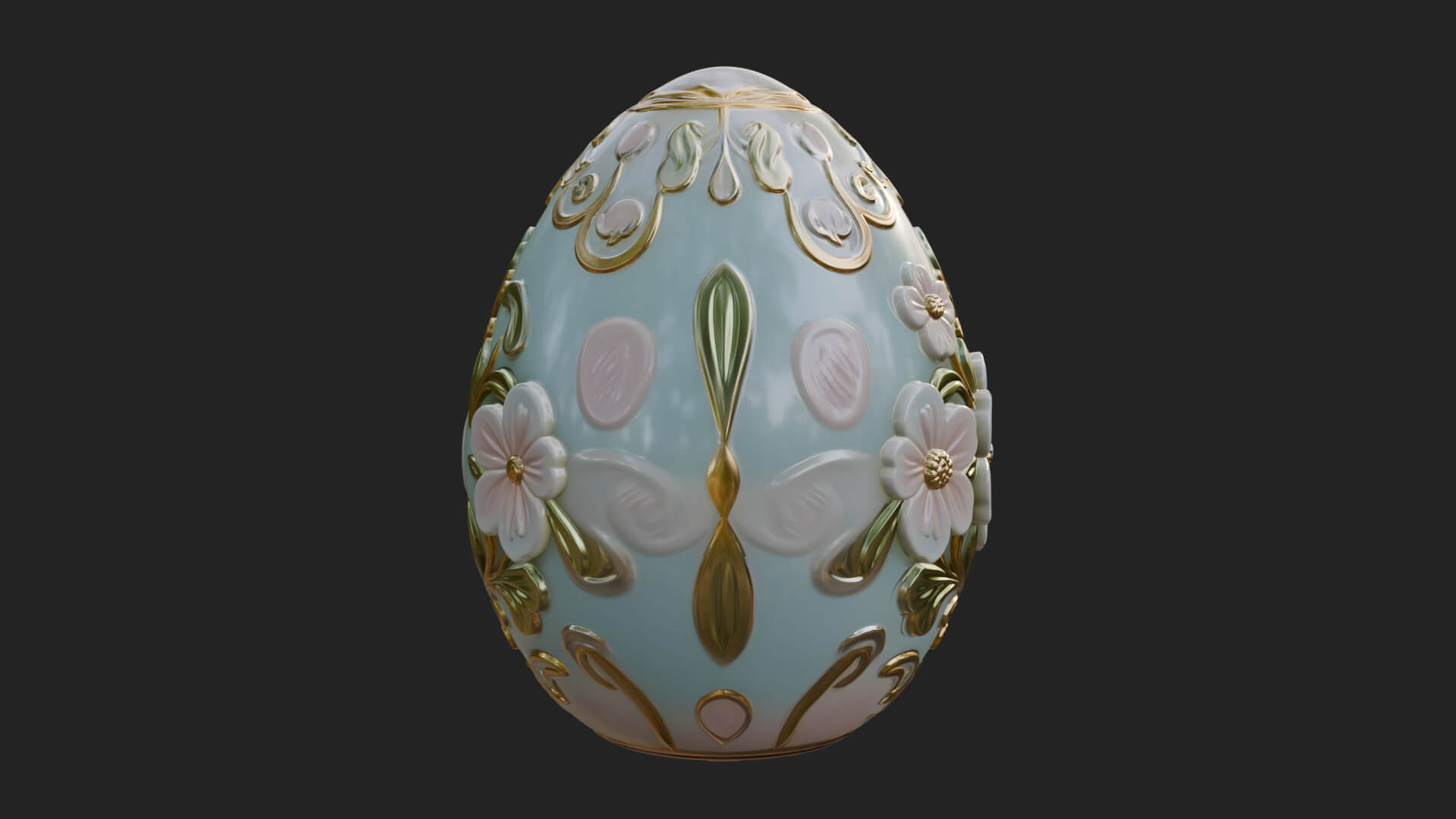 Floral Carved Easter Egg Ornament Design 3 3D Print Model 3D Model