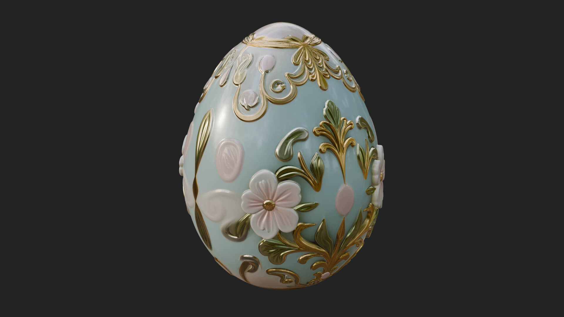 Floral Carved Easter Egg Ornament Design 3 3D Print Model 3D Model