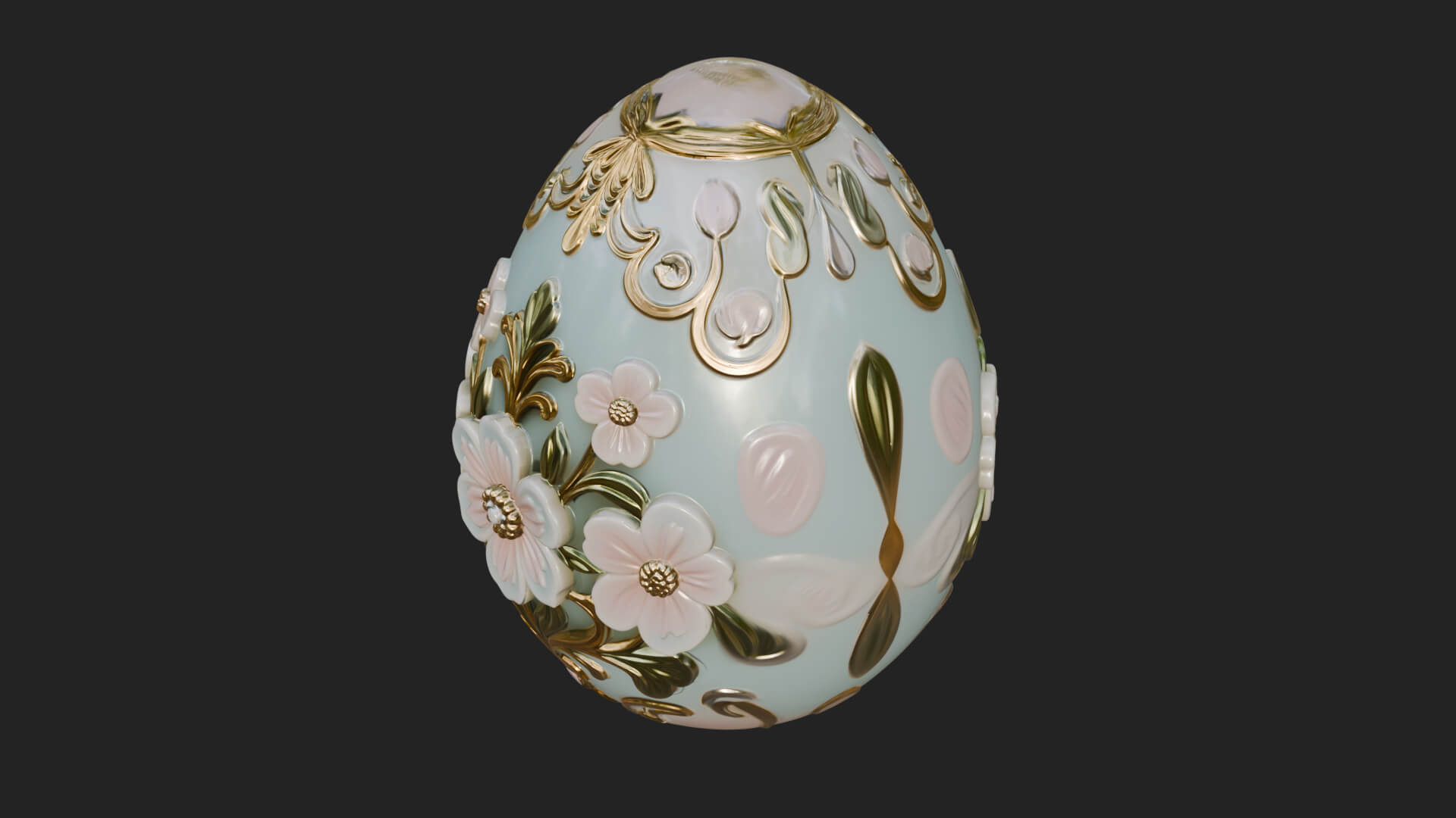 Floral Carved Easter Egg Ornament Design 3 3D Print Model 3D Model
