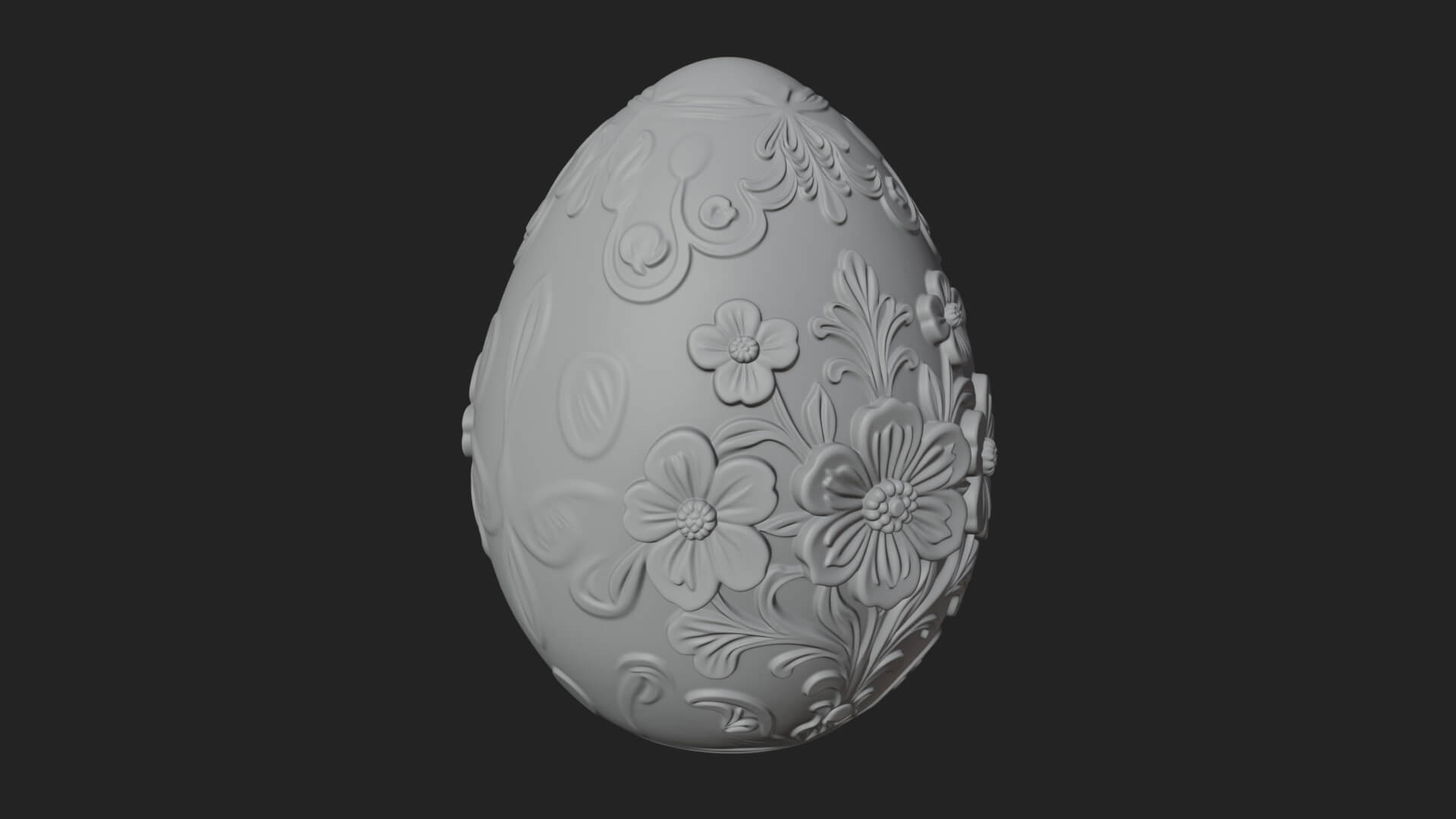 Floral Carved Easter Egg Ornament Design 3 3D Print Model 3D Model