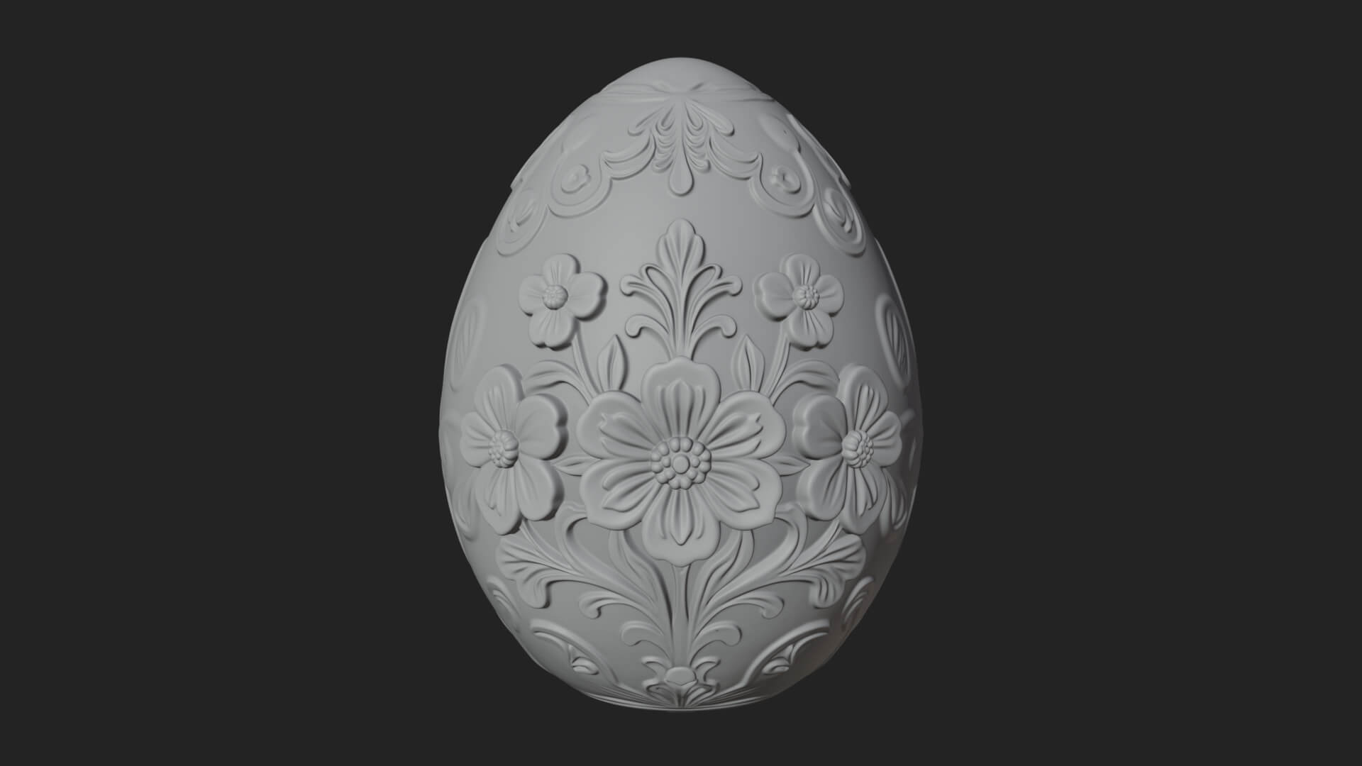 Floral Carved Easter Egg Ornament Design 3 3D Print Model 3D Model