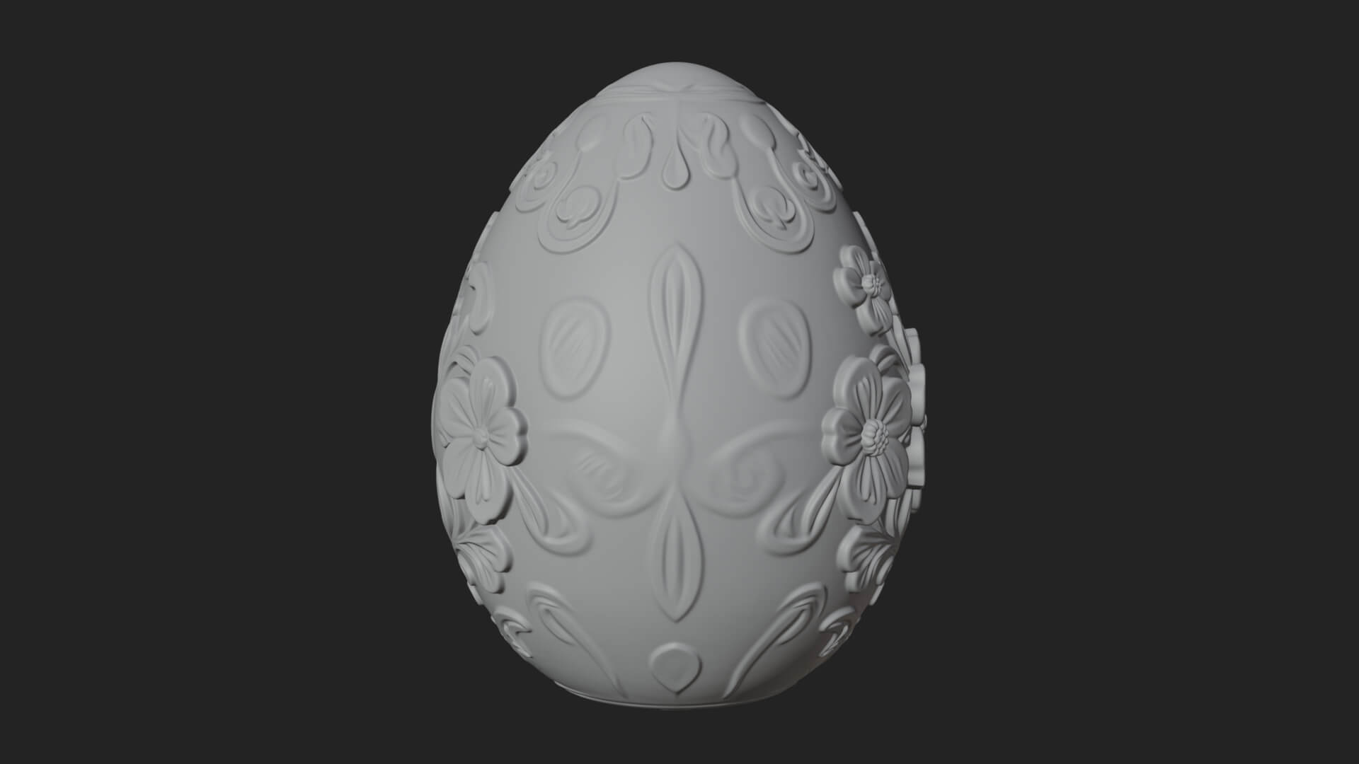 Floral Carved Easter Egg Ornament Design 3 3D Print Model 3D Model