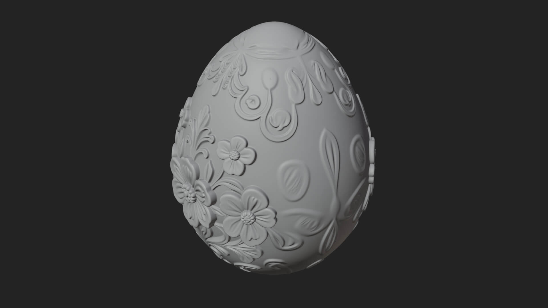 Floral Carved Easter Egg Ornament Design 3 3D Print Model 3D Model