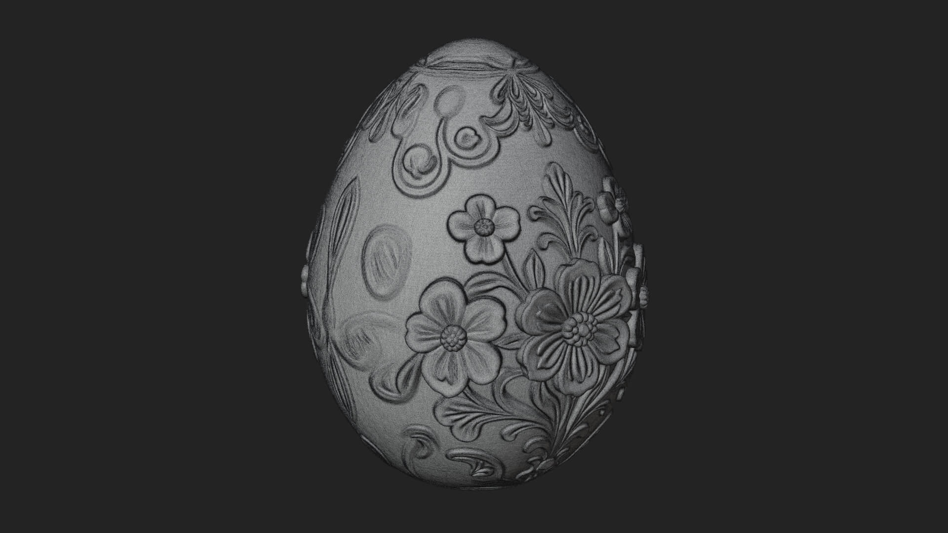 Floral Carved Easter Egg Ornament Design 3 3D Print Model 3D Model