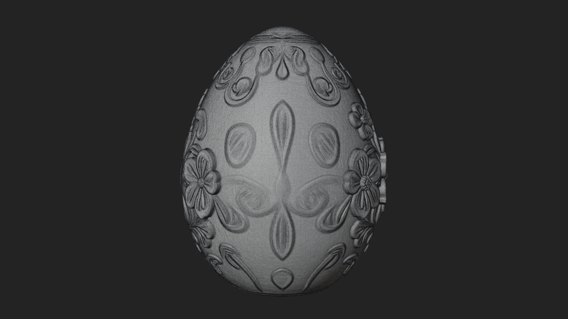 Floral Carved Easter Egg Ornament Design 3 3D Print Model 3D Model