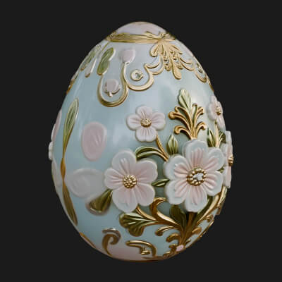 Floral Carved Easter Egg Ornament Design 3 3D Print Model