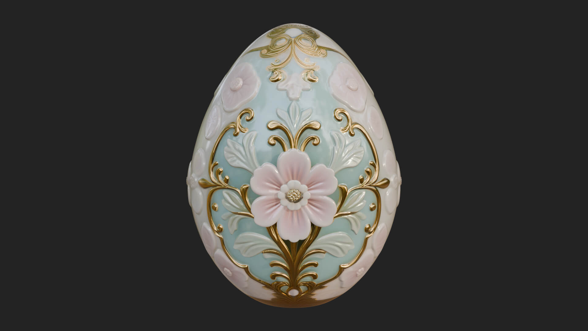 Floral Carved Easter Egg Ornament Design 4 3D Print Model 3D Model