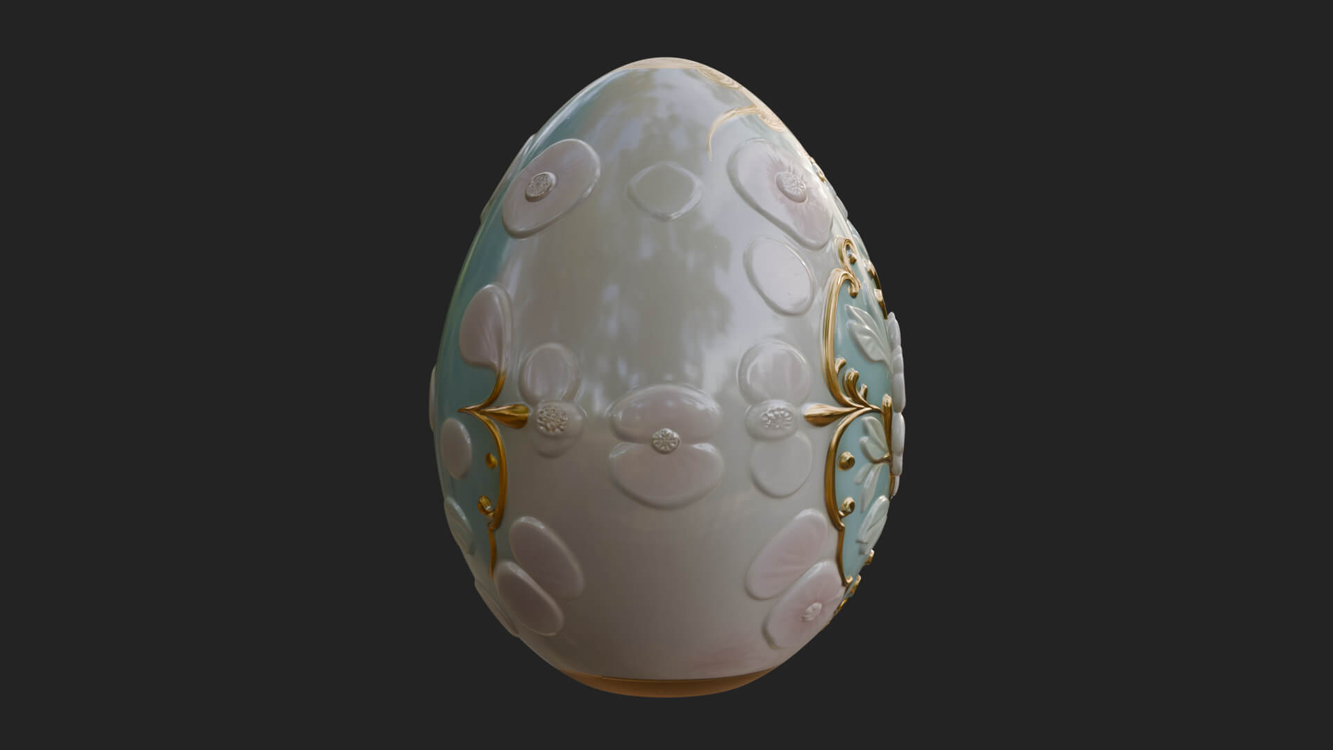 Floral Carved Easter Egg Ornament Design 4 3D Print Model 3D Model
