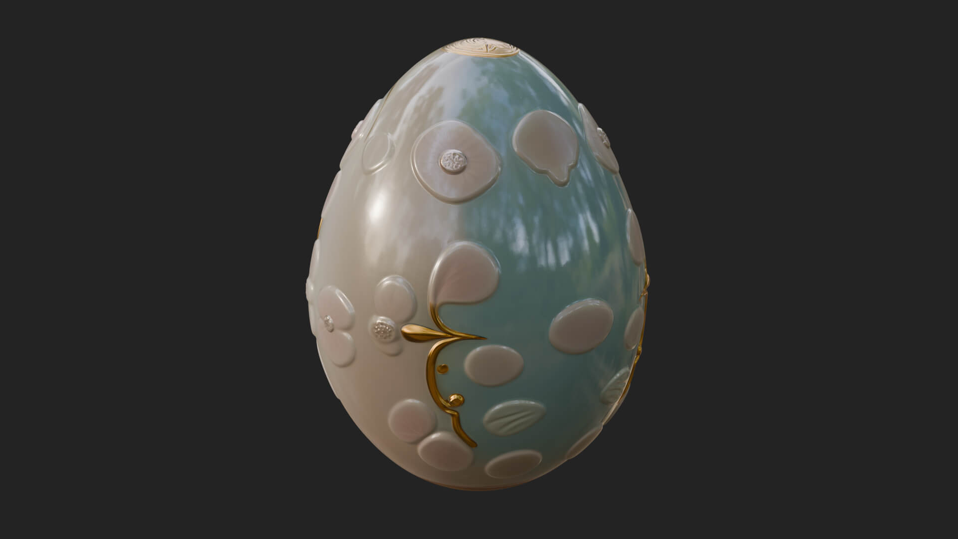 Floral Carved Easter Egg Ornament Design 4 3D Print Model 3D Model