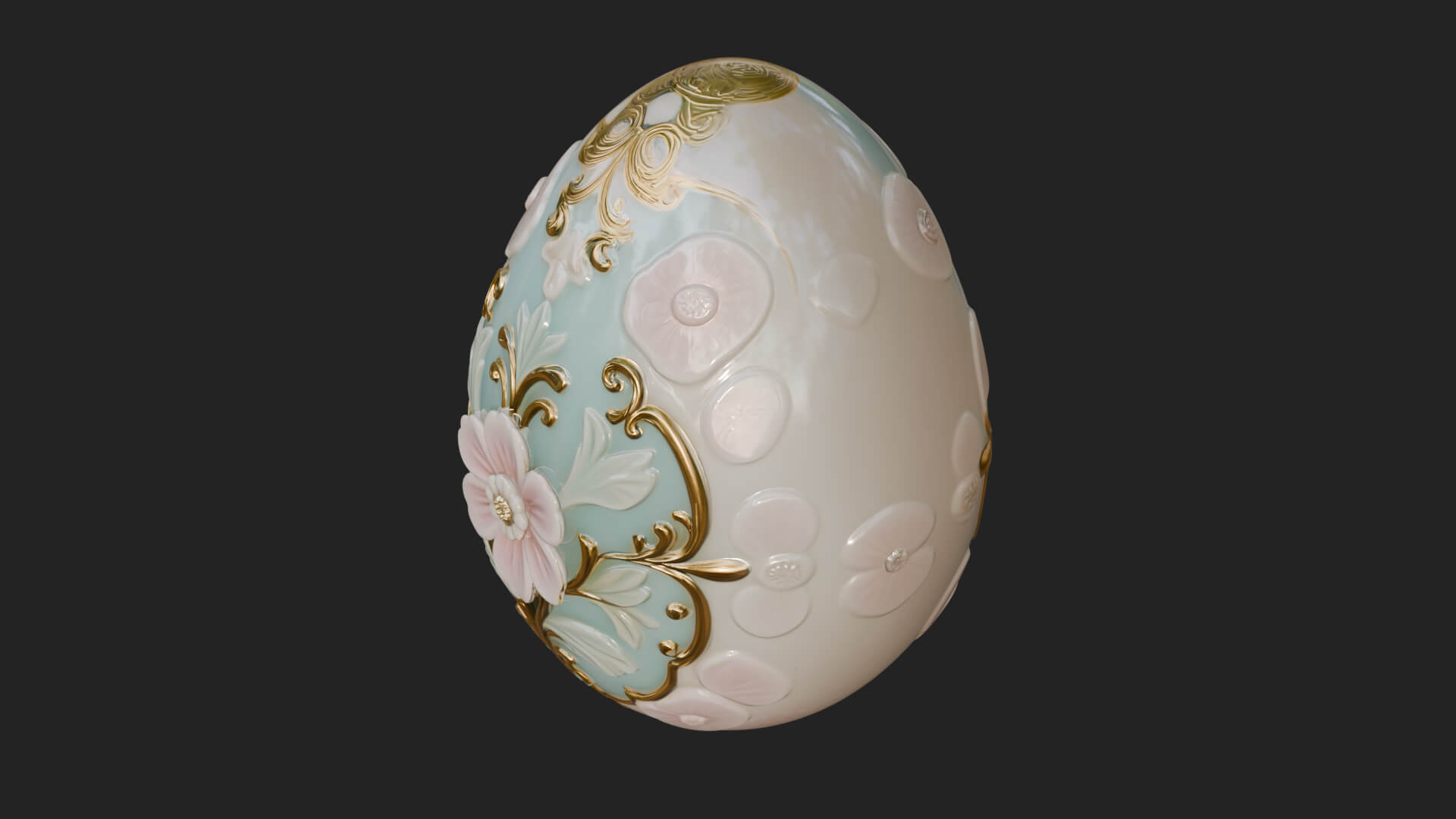 Floral Carved Easter Egg Ornament Design 4 3D Print Model 3D Model