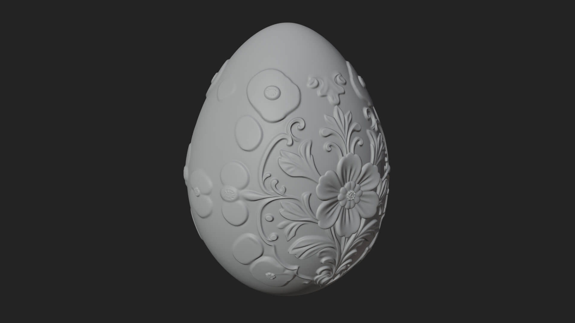 Floral Carved Easter Egg Ornament Design 4 3D Print Model 3D Model