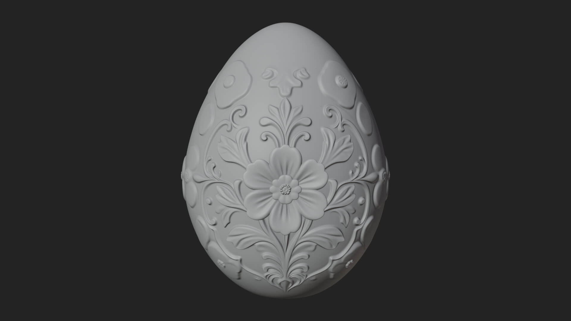 Floral Carved Easter Egg Ornament Design 4 3D Print Model 3D Model