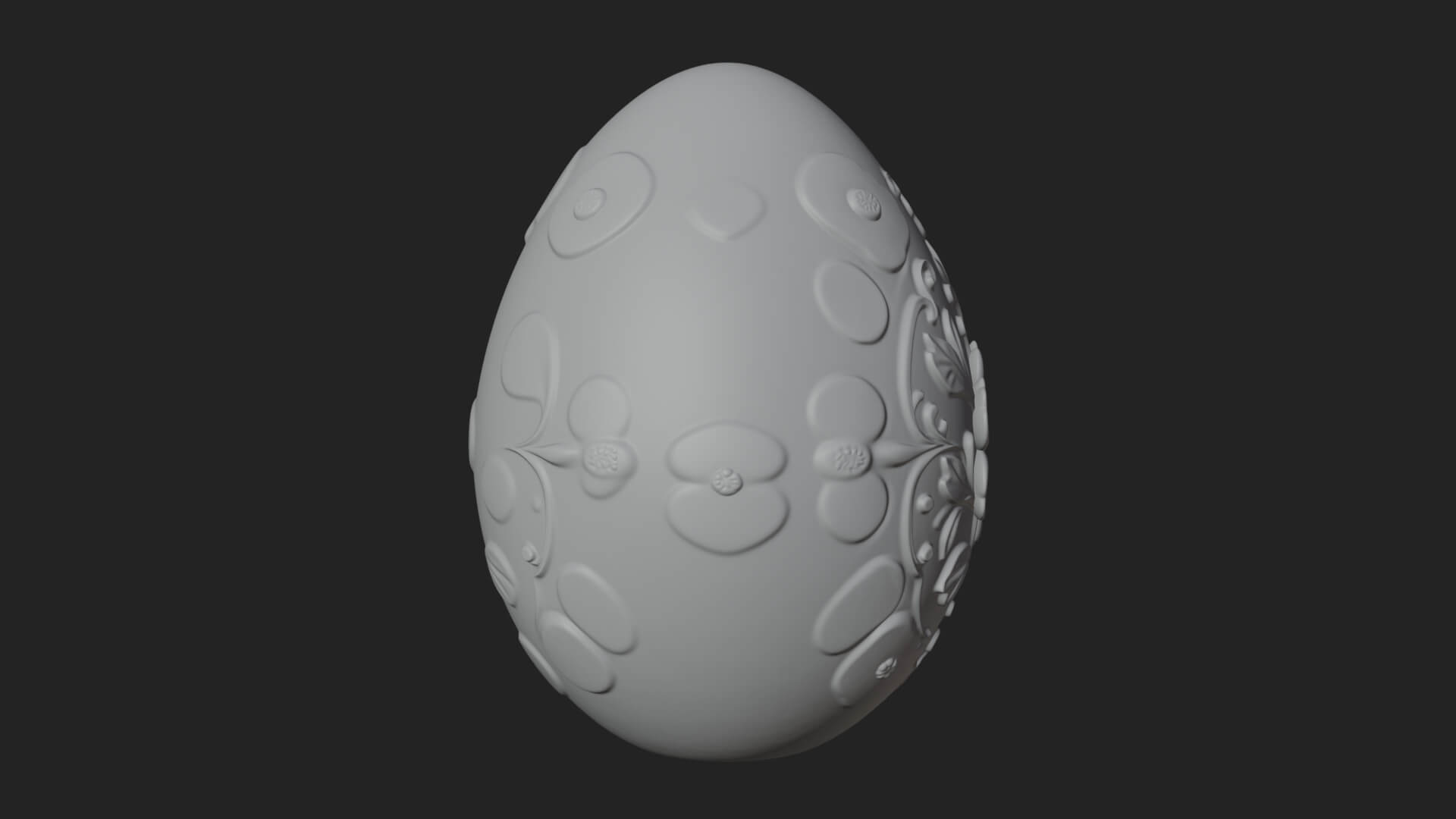 Floral Carved Easter Egg Ornament Design 4 3D Print Model 3D Model