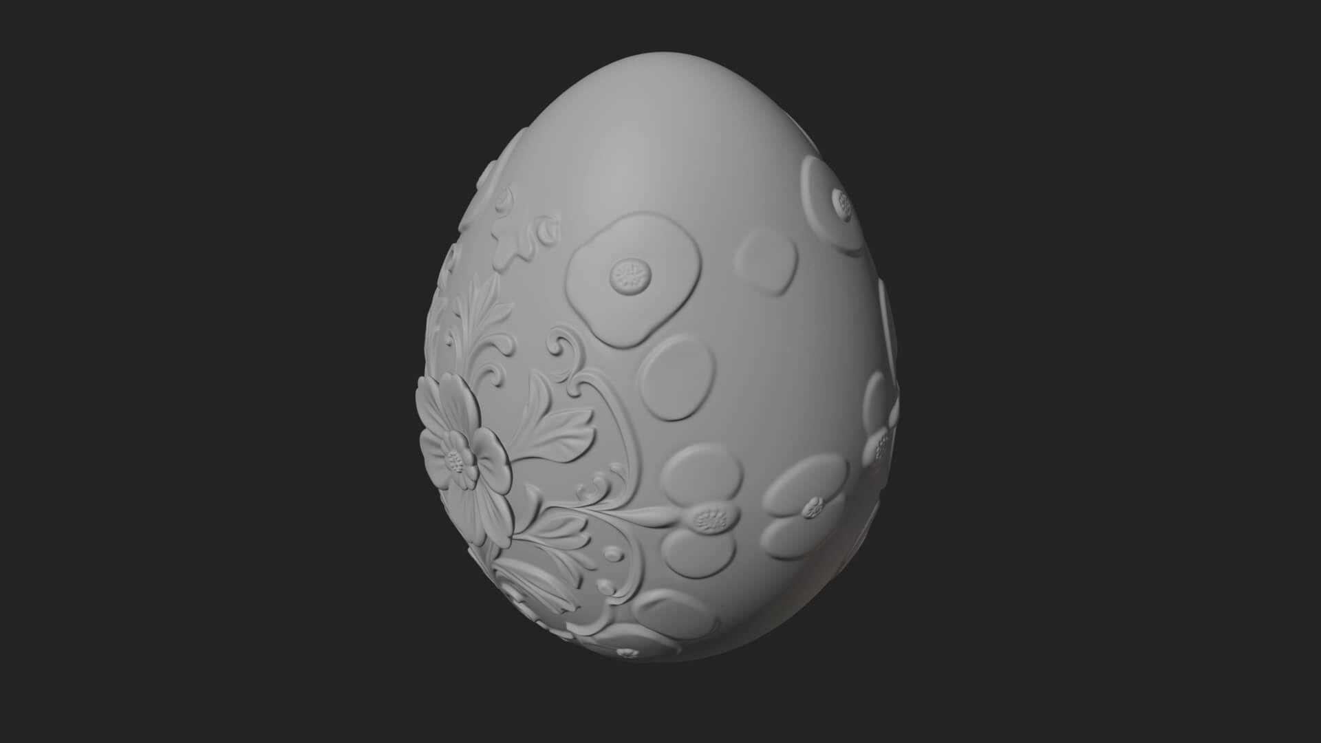 Floral Carved Easter Egg Ornament Design 4 3D Print Model 3D Model
