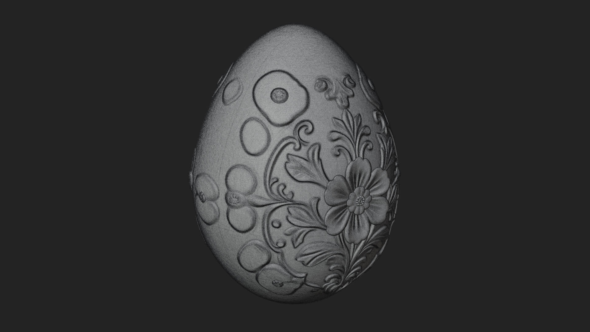 Floral Carved Easter Egg Ornament Design 4 3D Print Model 3D Model