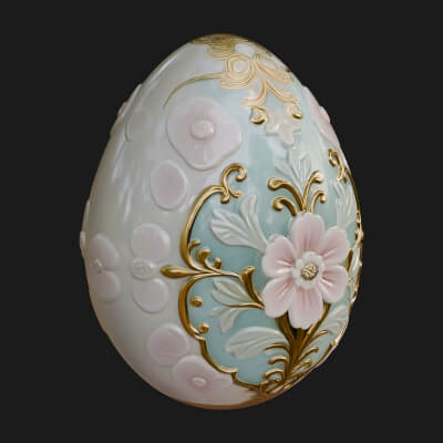 Floral Carved Easter Egg Ornament Design 4 3D Print Model