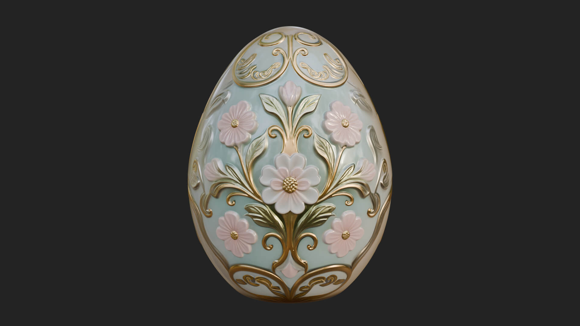 Floral Carved Easter Egg Ornament Design 5 3D Print Model 3D Model