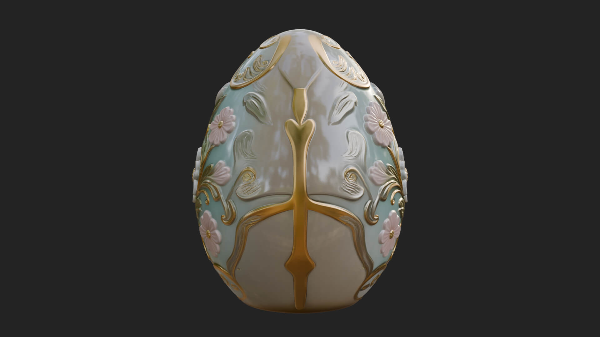Floral Carved Easter Egg Ornament Design 5 3D Print Model 3D Model