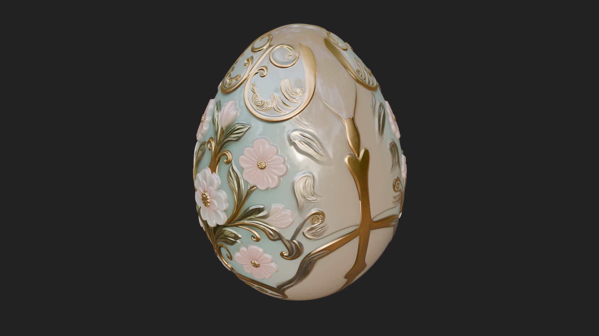 Floral Carved Easter Egg Ornament Design 5 3D Print Model 3D Model