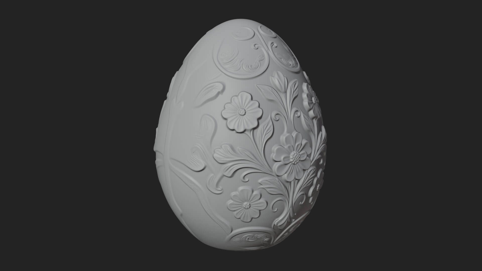 Floral Carved Easter Egg Ornament Design 5 3D Print Model 3D Model