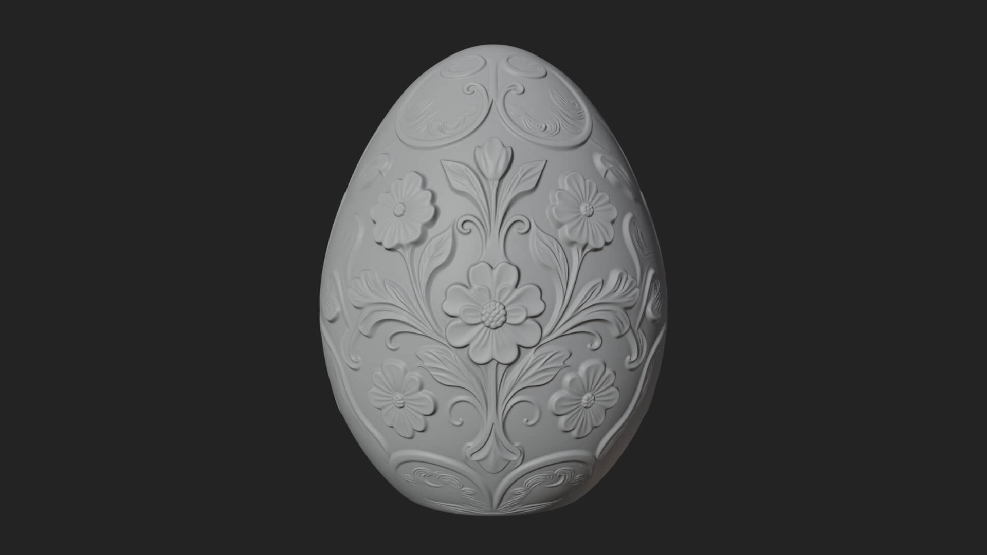 Floral Carved Easter Egg Ornament Design 5 3D Print Model 3D Model