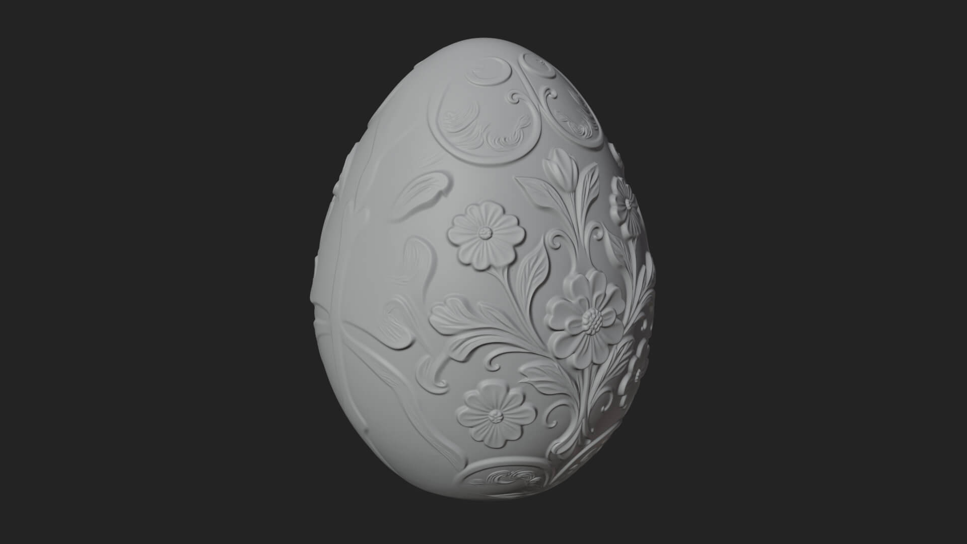 Floral Carved Easter Egg Ornament Design 5 3D Print Model 3D Model