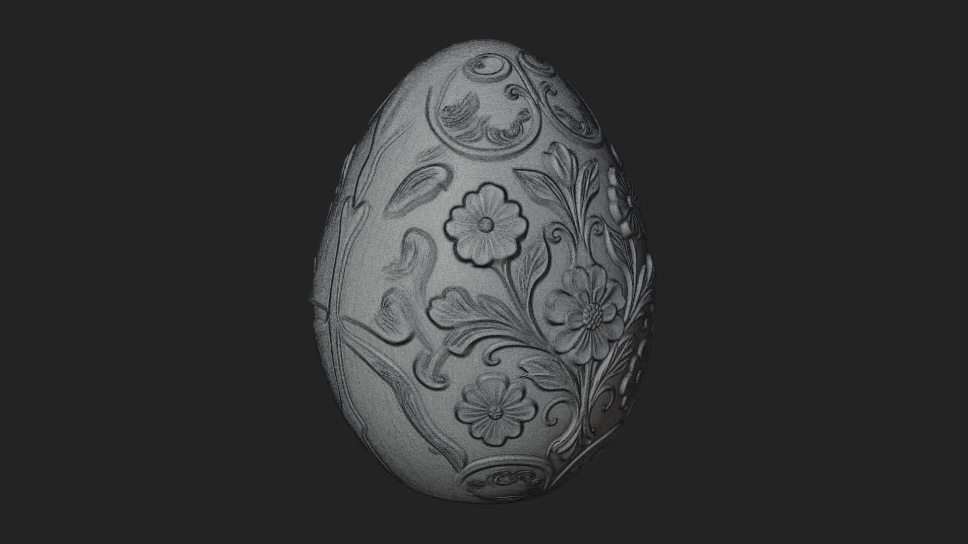 Floral Carved Easter Egg Ornament Design 5 3D Print Model 3D Model