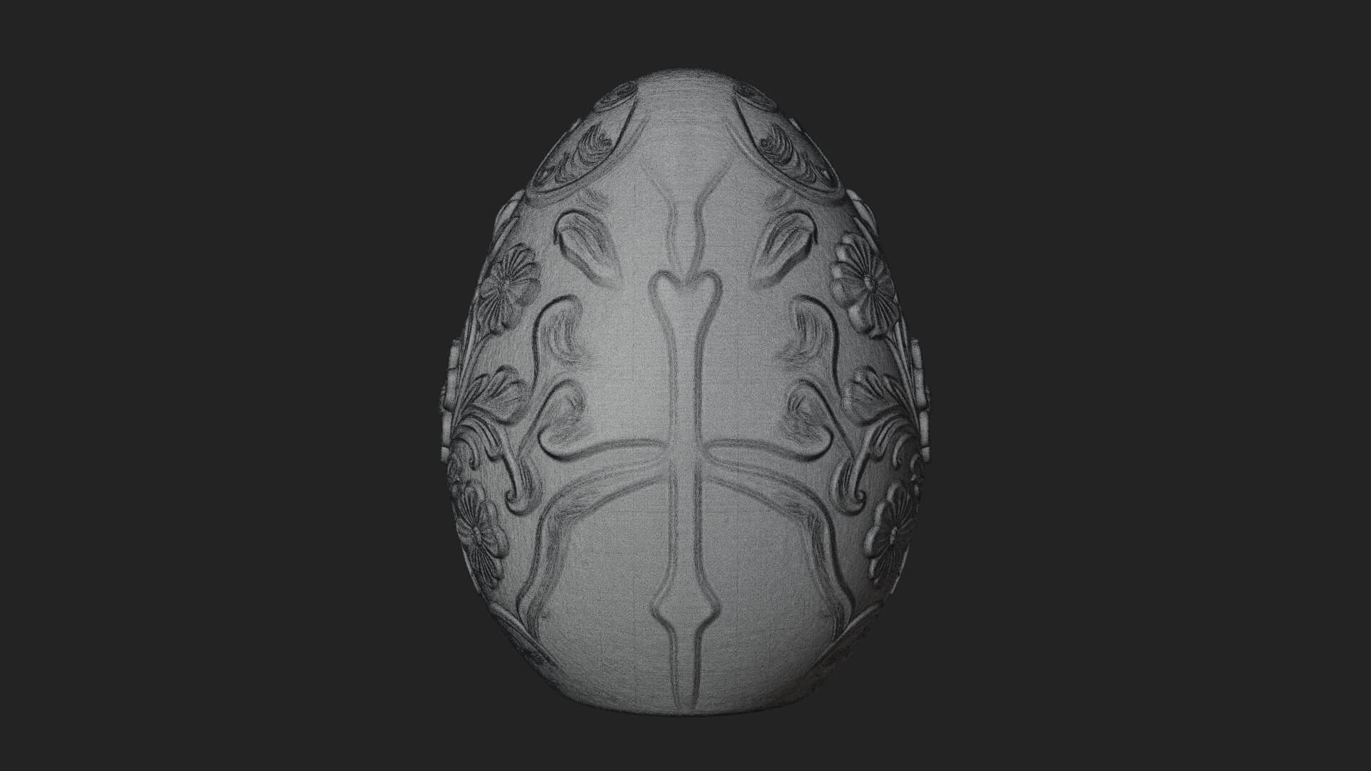 Floral Carved Easter Egg Ornament Design 5 3D Print Model 3D Model