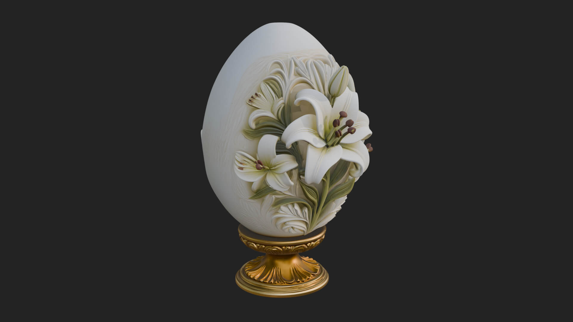 Floral Carved Easter Egg Ornament Design 6 3D Print Model 3D Model